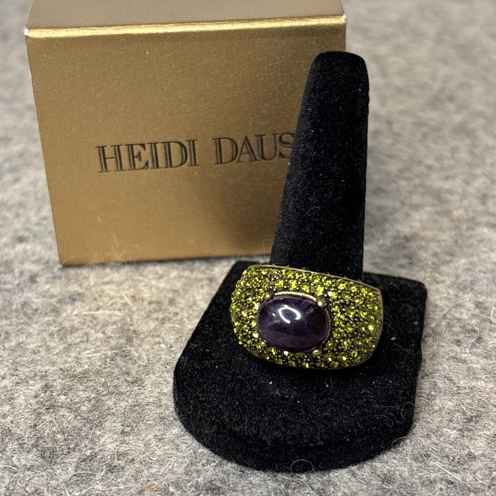 HEIDI DAUS  Amethyst  Cabochon Peridot Crystal Dome Band Ring 9.75-10